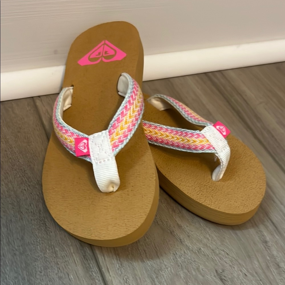 Roxy Pink and White Flip Flops